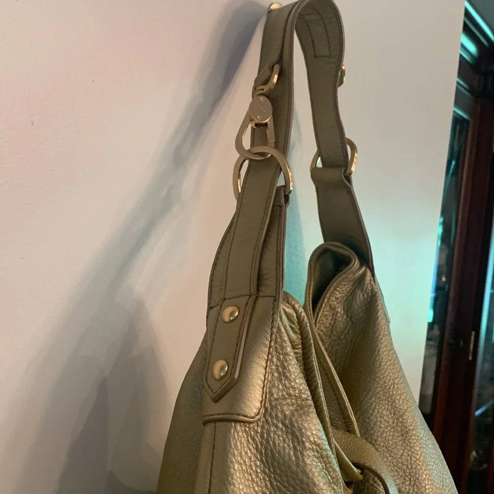Franco Sarto gold pebbled leather slouch hobo bag